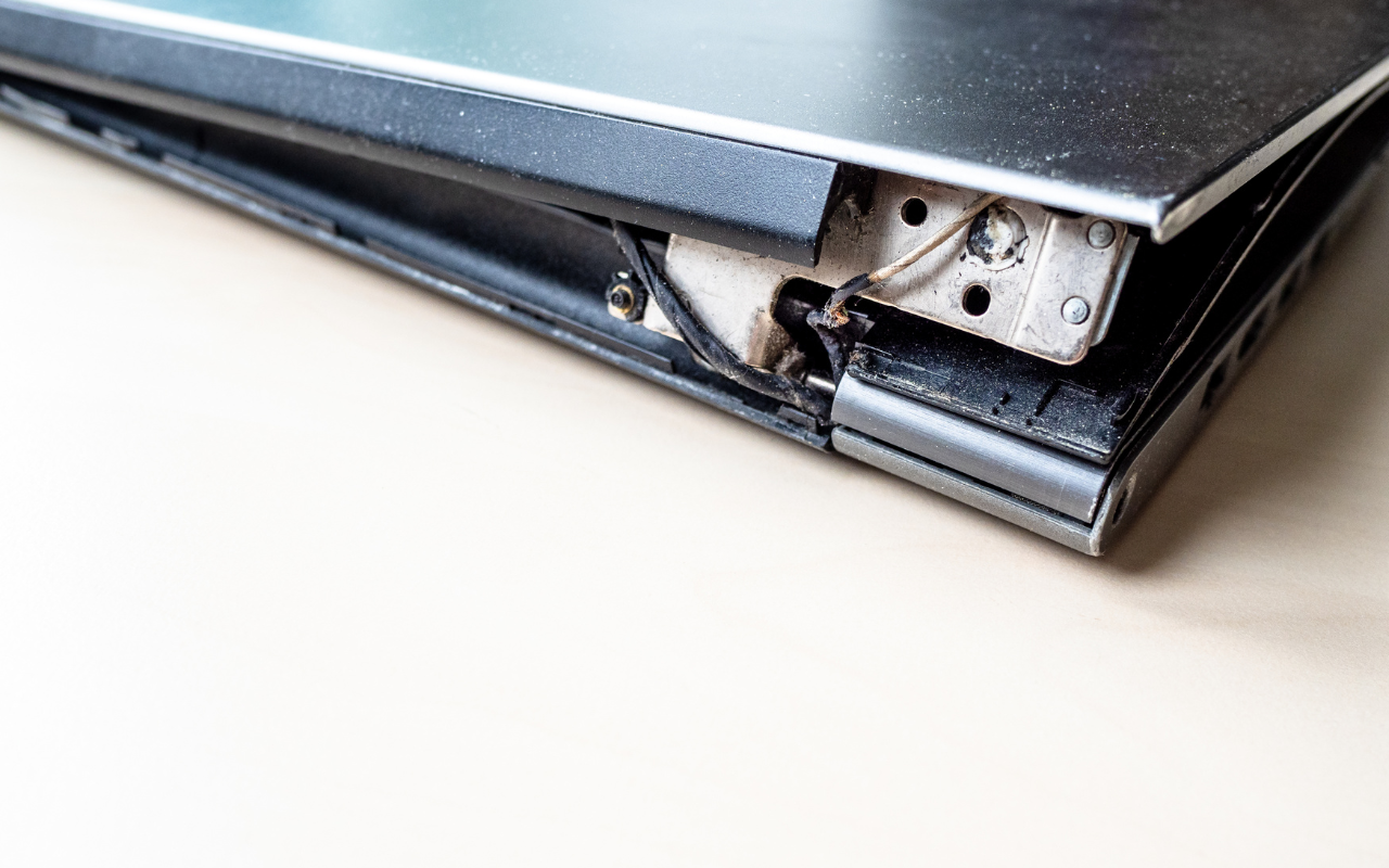 Broken hinges of a laptop 